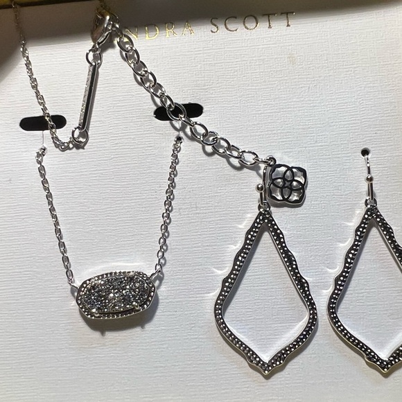 NWT Kendra Scott Limited Edition RARE Set Platinum Drusy Elisa Silver Sophias! - Picture 12 of 14